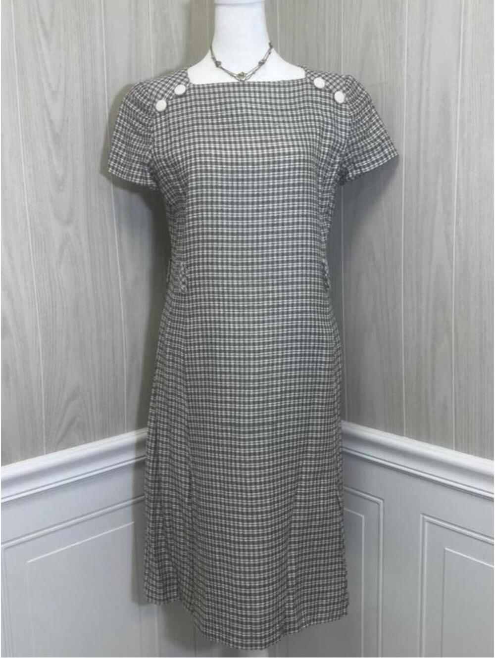 dainty retro mid century plaid/ gingham mod shift dress